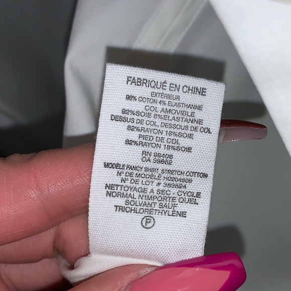 Theory Detachable Velvet Collar Fancy Button Down White Shirt –– NWT - Picture 17 of 17